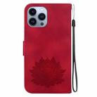 For iPhone 15 Pro Lotus Embossed Leather Phone Case(Red) - 3