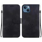 For iPhone 15 Plus Lotus Embossed Leather Phone Case(Black) - 1