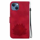 For iPhone 15 Lotus Embossed Leather Phone Case(Red) - 3