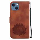 For iPhone 14 Plus Lotus Embossed Leather Phone Case(Brown) - 3