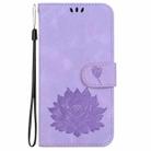 For iPhone 14 Plus Lotus Embossed Leather Phone Case(Purple) - 2