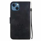 For iPhone 14 Plus Lotus Embossed Leather Phone Case(Black) - 3