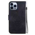 For iPhone 14 Pro Lotus Embossed Leather Phone Case(Black) - 3