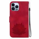 For iPhone 14 Pro Max Lotus Embossed Leather Phone Case(Red) - 3