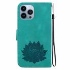 For iPhone 13 Pro Max Lotus Embossed Leather Phone Case(Green) - 3