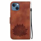 For iPhone 13 Lotus Embossed Leather Phone Case(Brown) - 3