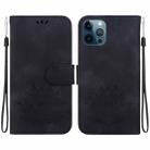 For iPhone 12 / 12 Pro Lotus Embossed Leather Phone Case(Black) - 1