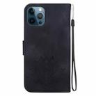 For iPhone 12 / 12 Pro Lotus Embossed Leather Phone Case(Black) - 3