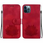 For iPhone 12 Pro Max Lotus Embossed Leather Phone Case(Red) - 1