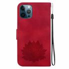 For iPhone 12 Pro Max Lotus Embossed Leather Phone Case(Red) - 3