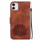 For iPhone 11 Lotus Embossed Leather Phone Case(Brown) - 3