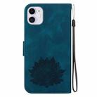 For iPhone 11 Lotus Embossed Leather Phone Case(Dark Blue) - 3