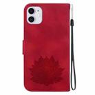 For iPhone 11 Lotus Embossed Leather Phone Case(Red) - 3