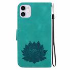 For iPhone 11 Lotus Embossed Leather Phone Case(Green) - 3