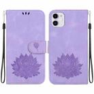 For iPhone 11 Lotus Embossed Leather Phone Case(Purple) - 1