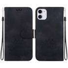 For iPhone 11 Lotus Embossed Leather Phone Case(Black) - 1