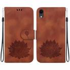 For iPhone XR Lotus Embossed Leather Phone Case(Brown) - 1