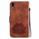 For iPhone XR Lotus Embossed Leather Phone Case(Brown) - 3