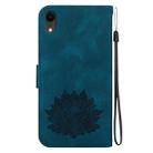 For iPhone XR Lotus Embossed Leather Phone Case(Dark Blue) - 3