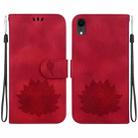 For iPhone XR Lotus Embossed Leather Phone Case(Red) - 1