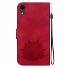 For iPhone XR Lotus Embossed Leather Phone Case(Red) - 3