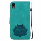 For iPhone XR Lotus Embossed Leather Phone Case(Green) - 3