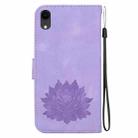 For iPhone XR Lotus Embossed Leather Phone Case(Purple) - 3