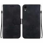 For iPhone XR Lotus Embossed Leather Phone Case(Black) - 1