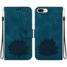 For iPhone 8 Plus / 7 Plus Lotus Embossed Leather Phone Case(Dark Blue) - 1