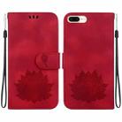 For iPhone 8 Plus / 7 Plus Lotus Embossed Leather Phone Case(Red) - 1