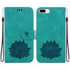 For iPhone 8 Plus / 7 Plus Lotus Embossed Leather Phone Case(Green) - 1