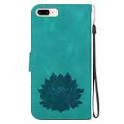 For iPhone 8 Plus / 7 Plus Lotus Embossed Leather Phone Case(Green) - 3