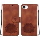 For iPhone SE 2024 Lotus Embossed Leather Phone Case(Brown) - 1