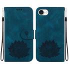 For iPhone SE 2024 Lotus Embossed Leather Phone Case(Dark Blue) - 1