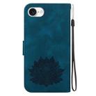 For iPhone SE 2024 Lotus Embossed Leather Phone Case(Dark Blue) - 3