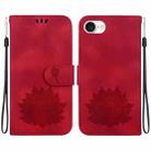 For iPhone SE 2024 Lotus Embossed Leather Phone Case(Red) - 1