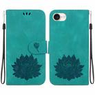 For iPhone SE 2024 Lotus Embossed Leather Phone Case(Green) - 1