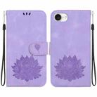 For iPhone SE 2024 Lotus Embossed Leather Phone Case(Purple) - 1