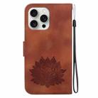 For iPhone 16 Pro Max Lotus Embossed Leather Phone Case(Brown) - 3