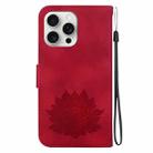 For iPhone 16 Pro Max Lotus Embossed Leather Phone Case(Red) - 3