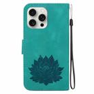 For iPhone 16 Pro Max Lotus Embossed Leather Phone Case(Green) - 3