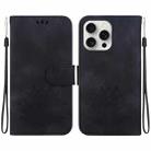 For iPhone 16 Pro Lotus Embossed Leather Phone Case(Black) - 1