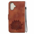 For iPhone 16 Plus Lotus Embossed Leather Phone Case(Brown) - 3