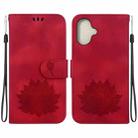 For iPhone 16 Plus Lotus Embossed Leather Phone Case(Red) - 1