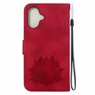 For iPhone 16 Plus Lotus Embossed Leather Phone Case(Red) - 3