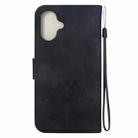 For iPhone 16 Plus Lotus Embossed Leather Phone Case(Black) - 3