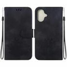 For iPhone 16 Lotus Embossed Leather Phone Case(Black) - 1