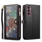 For Samsung Galaxy S24 FE 5G ESEBLE Star Series Lanyard Zipper Wallet RFID Leather Case(Black) - 1