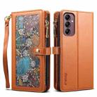 For Samsung Galaxy S25+ 5G ESEBLE Star Series Lanyard Zipper Wallet RFID Leather Case(Brown) - 1