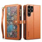 For Samsung Galaxy S24 Ultra 5G ESEBLE Star Series Lanyard Zipper Wallet RFID Leather Case(Brown) - 1